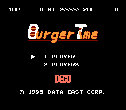 BurgerTime title screen for Famicom Disk System